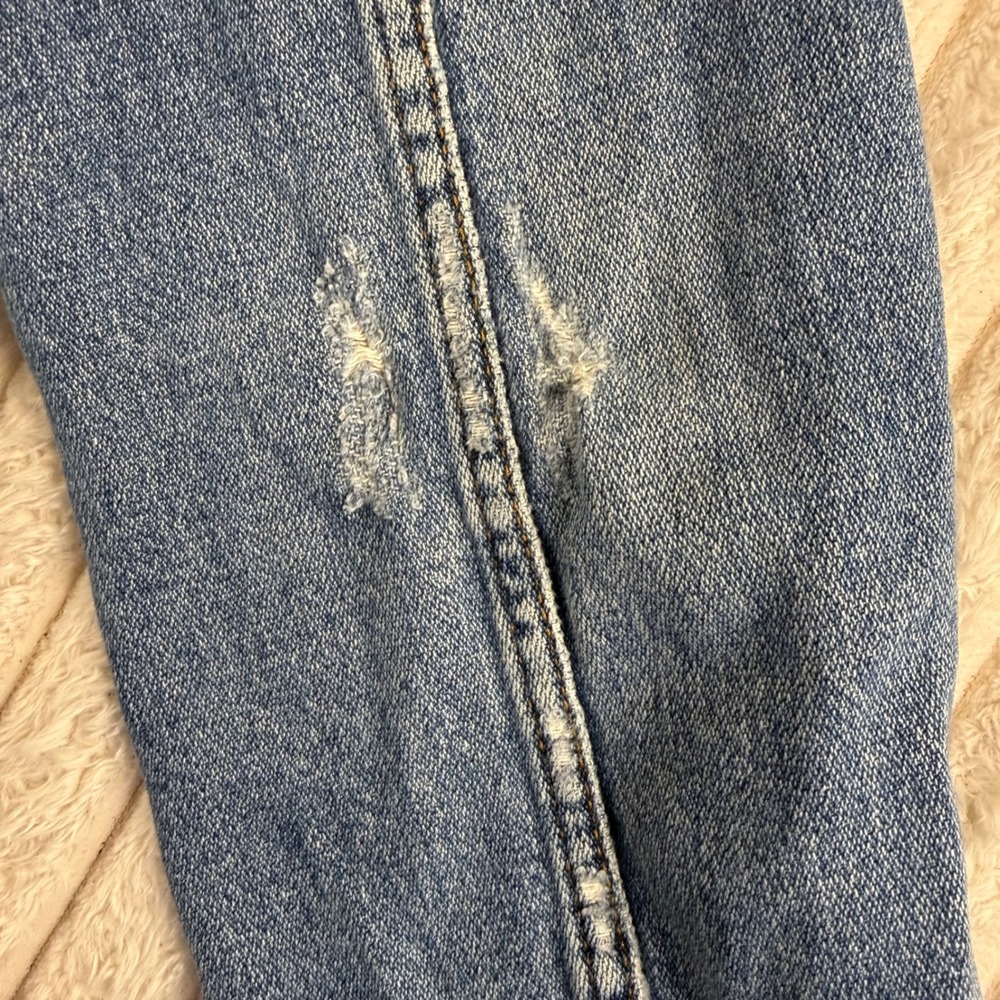 Free People Distressed Oversized Denim Boyfriend Jacket Blue Cotton Small - Picture 8 of 11